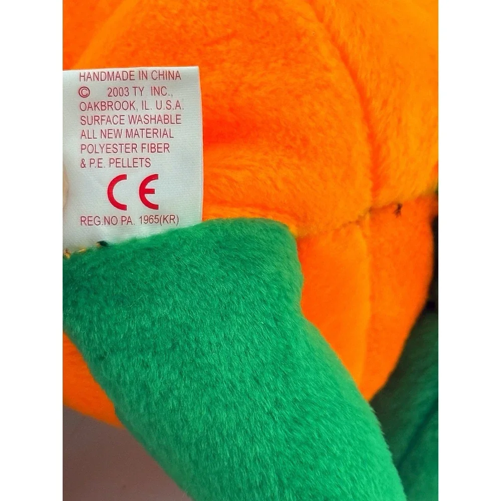 Ty Beanie Retired Halloween Pumpkin Bear Named Tricky From 2003.